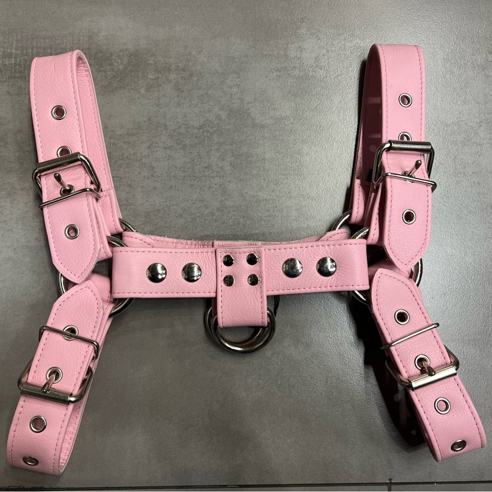 Pink Leather Chest Harness Size Small